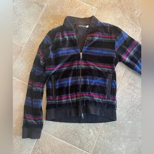 Emporio Armani Black Bomber Jacket with Multicolor Stripes
